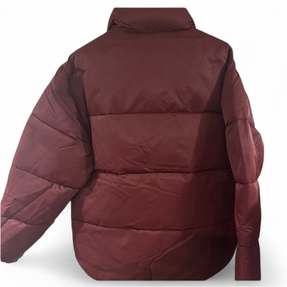Retro Men’s Burgundy Puffer Jacket Size Large - Picture 2 of 5